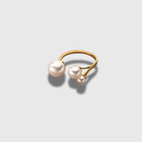 Bague ajustable en perles d'eau douce triples