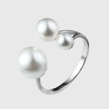 Bague ajustable en perles d'eau douce triples